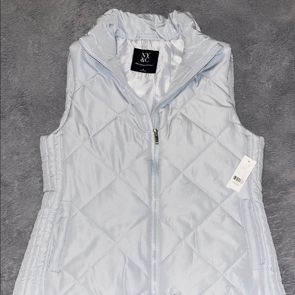 New York & Company Quilted Vest - Light Gray
